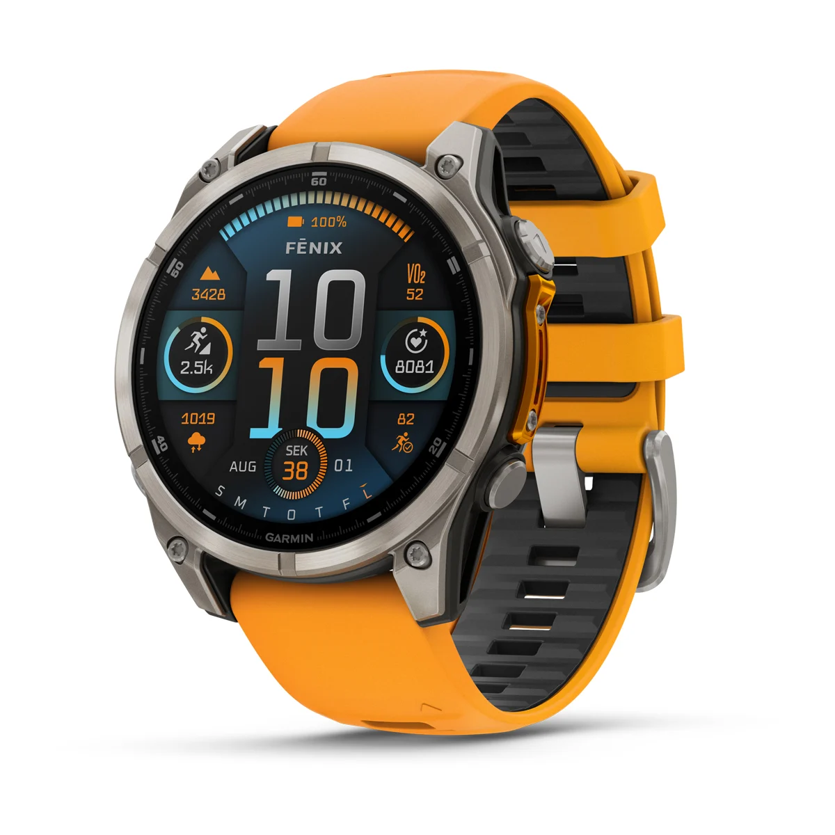 Product Image for Garmin Fēnix® 8–47 mm AMOLED Sapphire Titan med gnistorangegrafitgrått silikonarmband