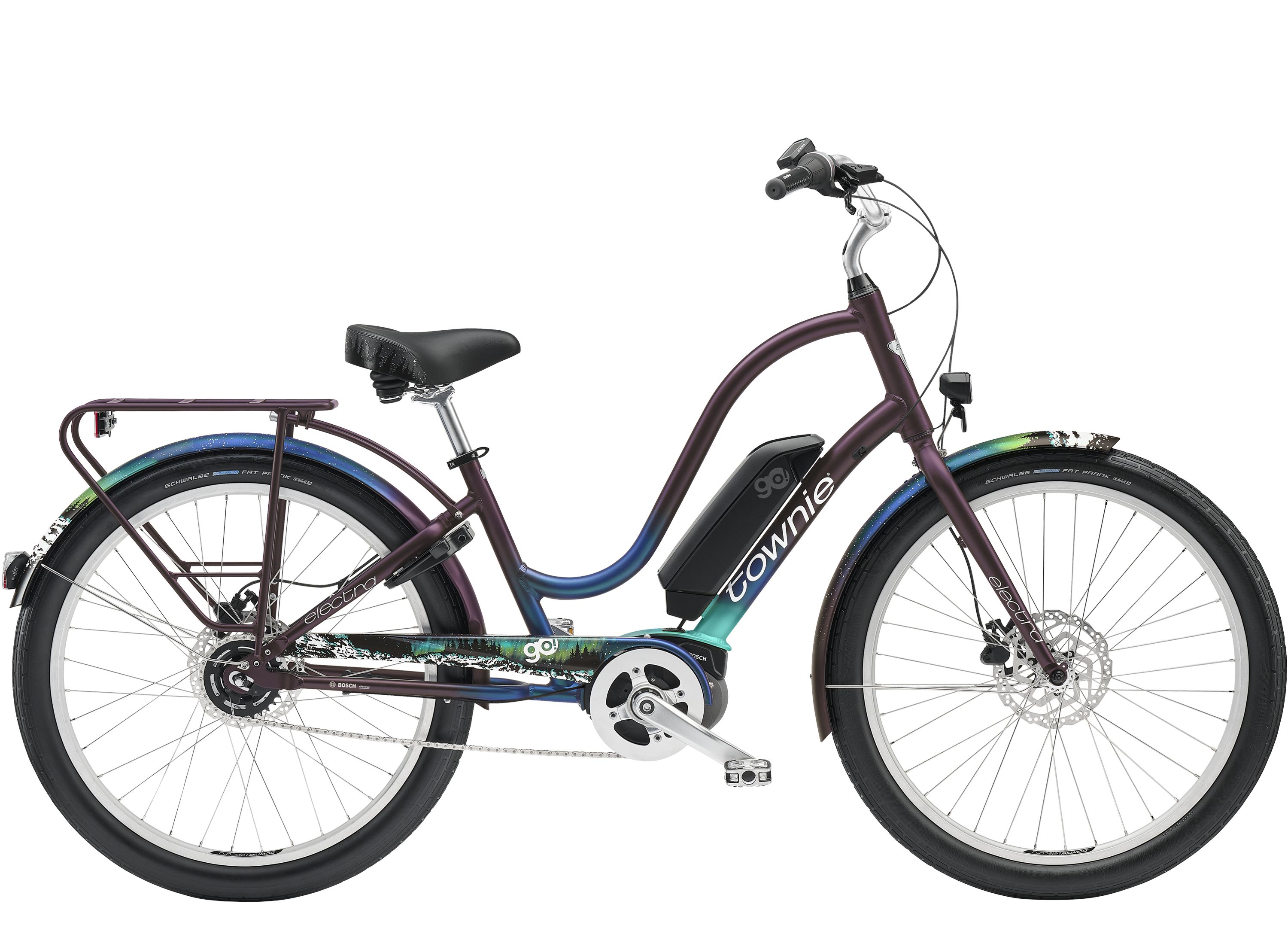 Product Image for Electra Townie Go! 5i EQ Step-Thru - Elcykel - 5-växlad, Matte Violet Fade, Ramstorlek: 26