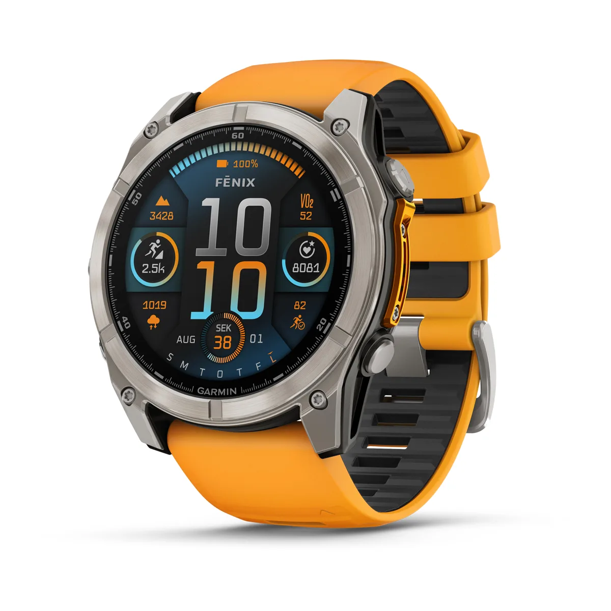 Product Image for Garmin Fēnix® 8–51 mm AMOLED Sapphire Titan med gnistorangegrafitgrått silikonarmband